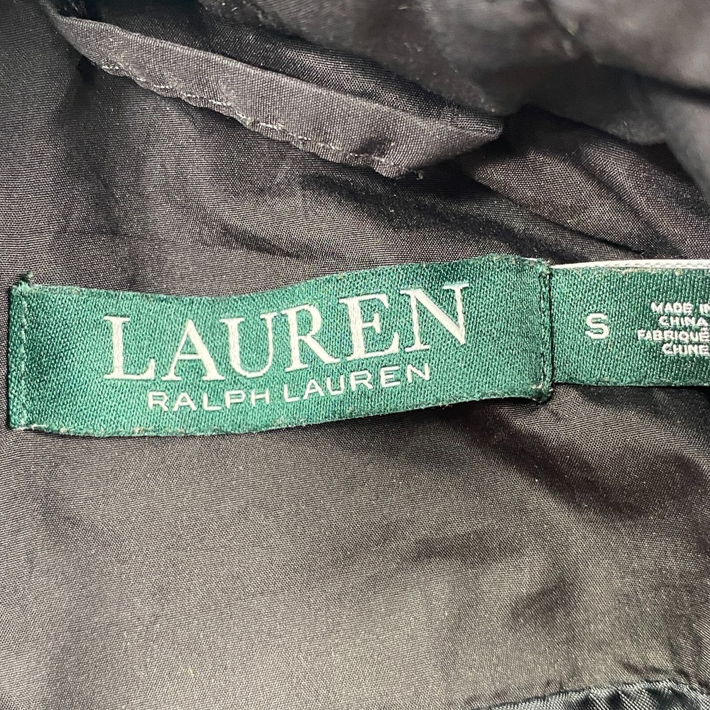 Lauren Ralph Lauren Quilted Jacket Women Size S Black Faux Leather Trim Snap - Picture 3 of 14